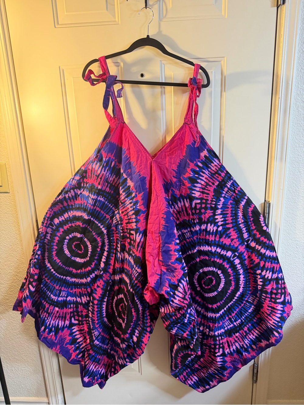 Tie Dye Harem Jumpsuit Free Size Boho Festival Wide Leg Romper Pink Purple